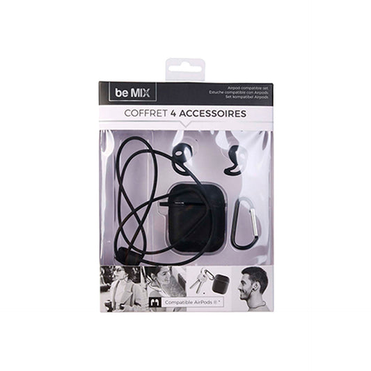Caixa para Air Pods 4 Acessórios com Mosquetão Preta