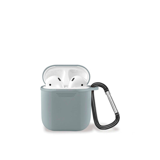 Caixa para Air Pods 4 Acessórios com Mosquetão Cinza