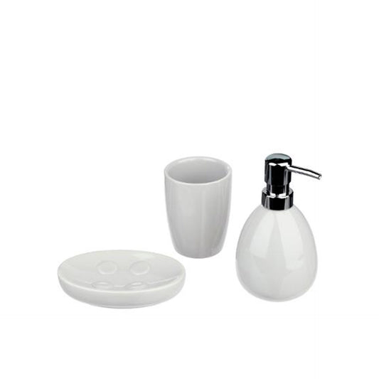 Conjunto 3 Acessórios WC Cerâmica Branco