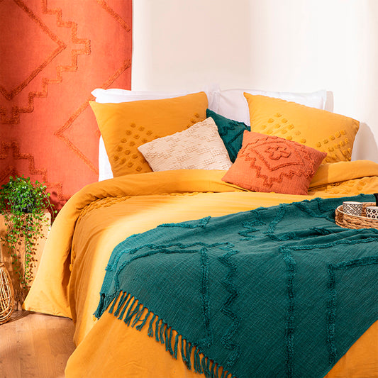 Colcha Cama com Franjas Azul