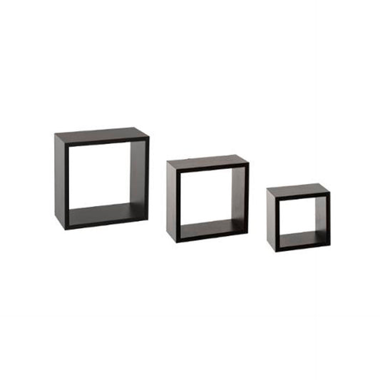 Conjunto 3 Cubos Pretos Prateleira de Parede