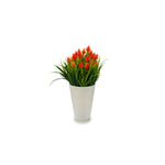 Vaso Branco com Flor Artificial Espiga