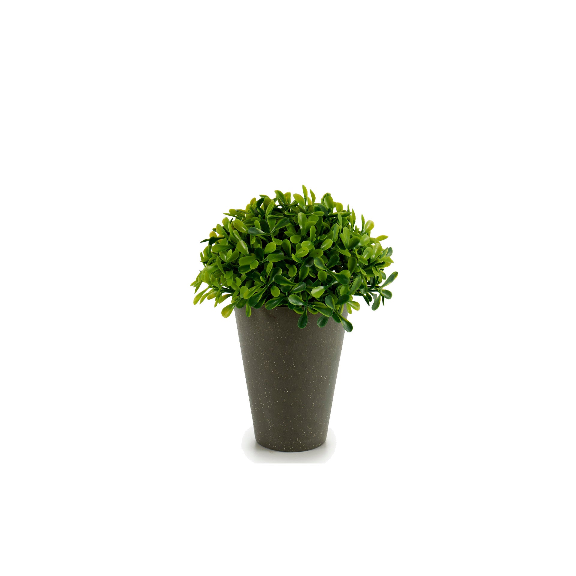 Jarrón Gris con Planta Artificial Redonda