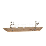 HKH Porta Velas Decorativo Canoa Natural