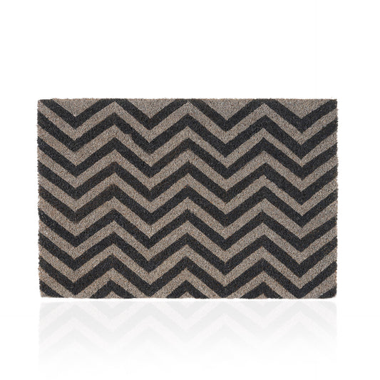 Tapete de Entrada Rectangular ZigZag Preto/Cinza