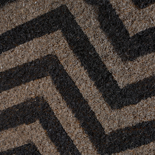 Tapete de Entrada Rectangular ZigZag Preto/Cinza