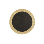 HKH Alfombra Redonda Yute y Algodón Liso Mario Hilos Metalizados Negro/Oro 90 cm