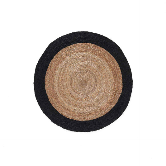 HKH Tapete Redondo Juta Bicolor Salem Preto 90 cm