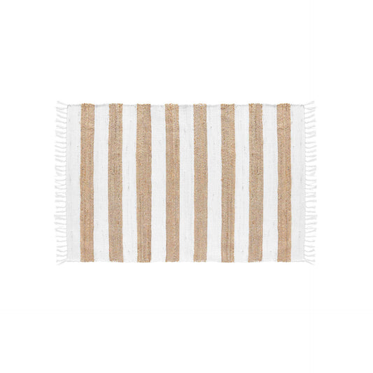 HKH Tapete Rectangular com Franjas Juta e Poliéster Sagane