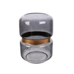 HKH Jarra Vidro Fumado Cinza Aro Dourado Filea 20,5 cm