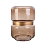 HKH Jarrón de Cristal Ahumado Marrón Borde Dorado Filea 20,5 cm