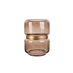 HKH Jarrón de Cristal Ahumado Marrón Borde Dorado Filea 20,5 cm