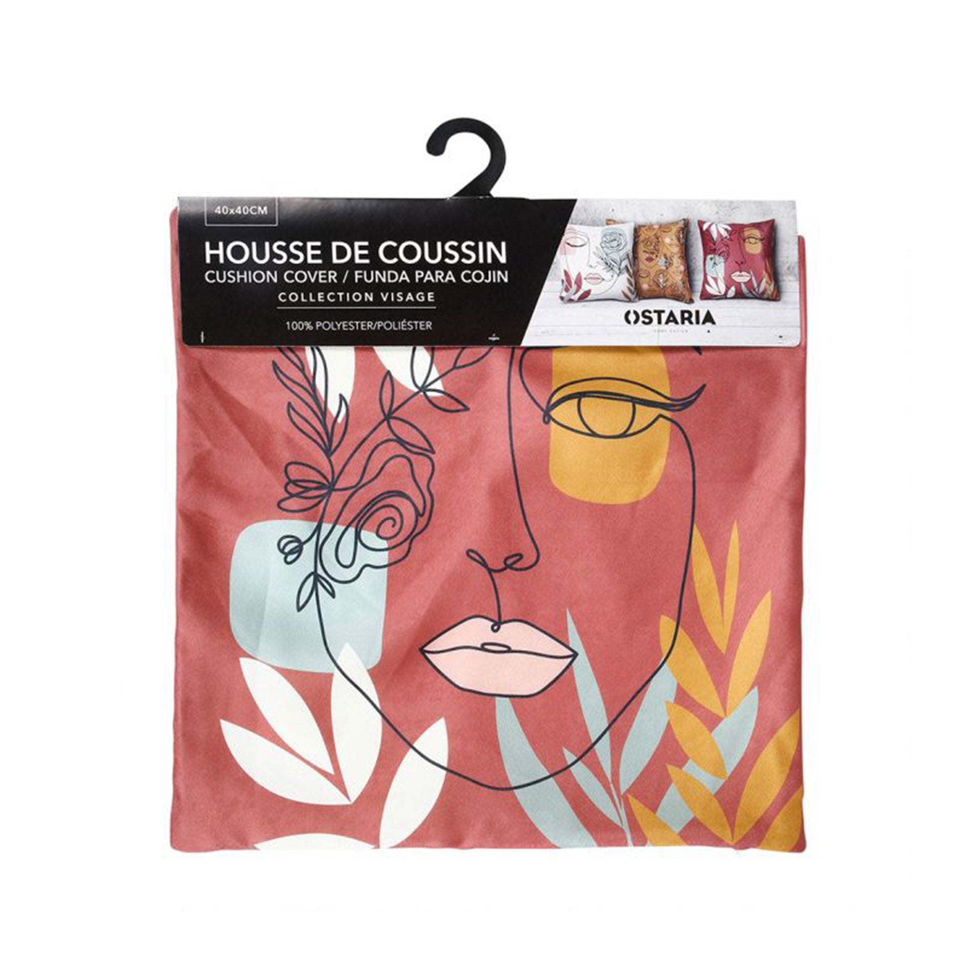 Funda de Cojín Decorativo Cuadrado Visage Terracota HKH