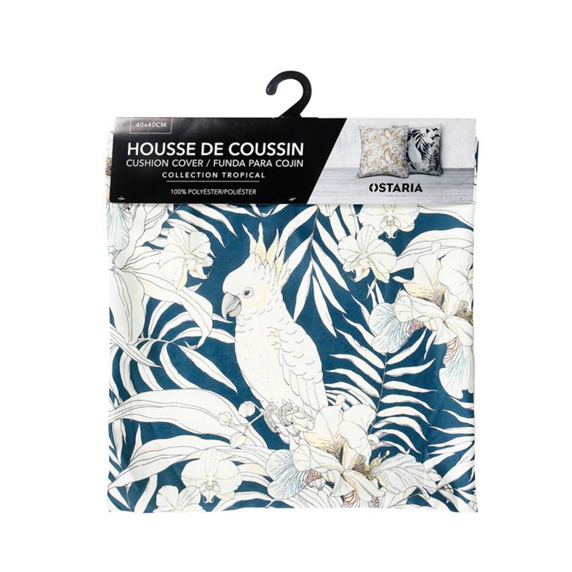 HKH Funda de Cojín Decorativo Cuadrado Blanco y Azul Tropical