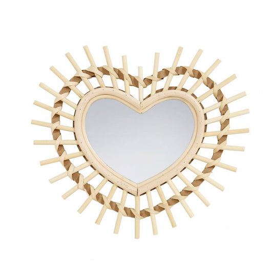 Espejo de pared de corazón de bambú decorativo HKH