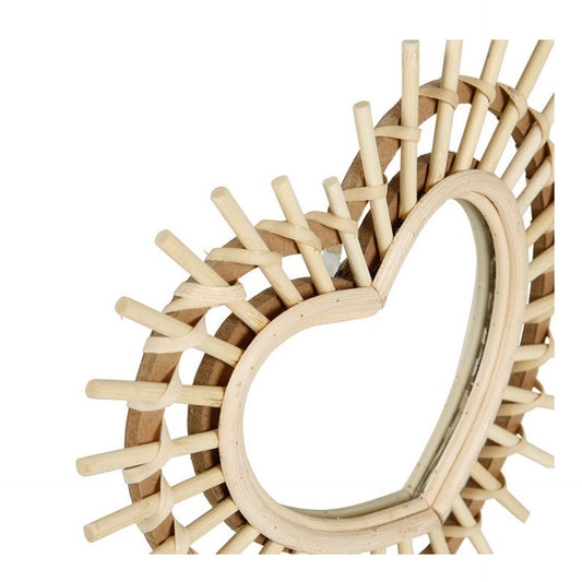 Espejo de pared de corazón de bambú decorativo HKH