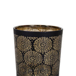 HKH Porta Velas Vidro Mandalas Preto/Dourado