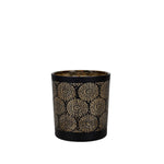 HKH Porta Velas Vidro Mandalas Preto/Dourado