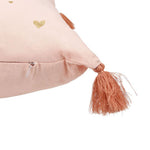 HKH Cojín Corazones Oro Rosa con Pompones