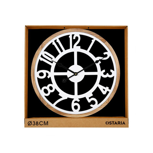 HKH Relógio de Parede Madeira Branca e MDF