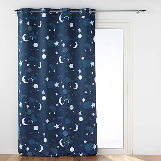 HKH Cortina com Ilhós Opaca Estampado Moonlight Azul