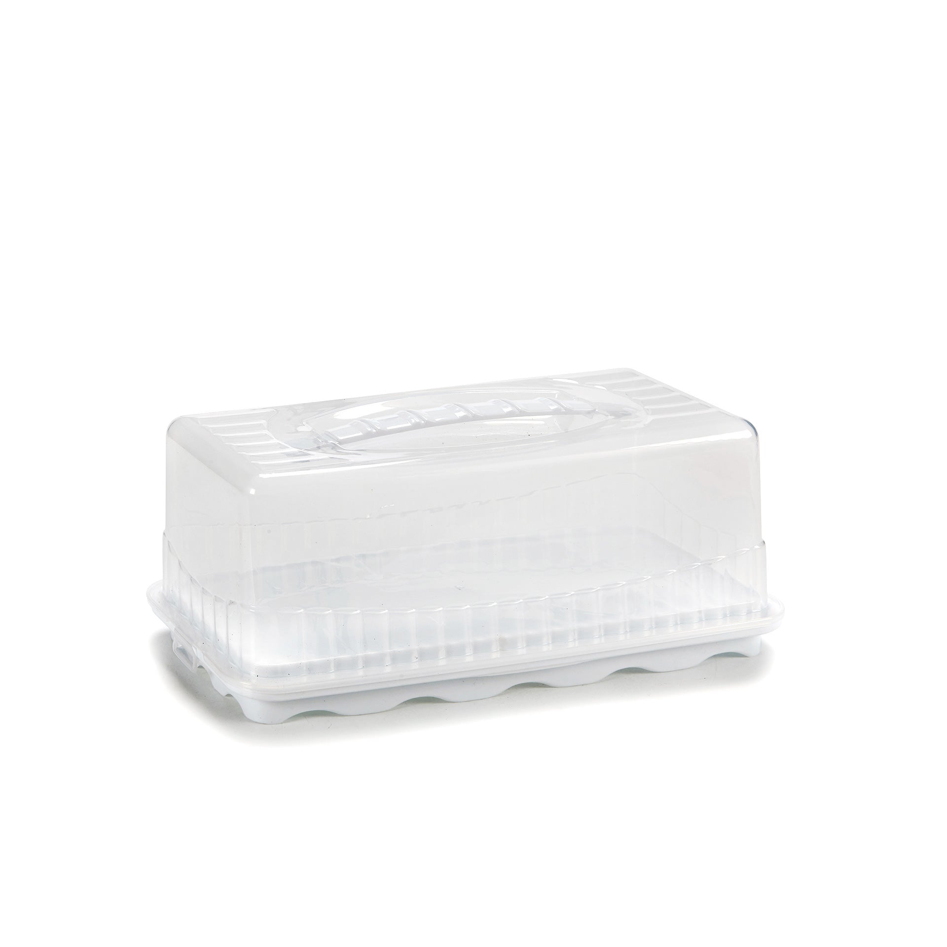 Tarta Rectangular Plastico Blanco 16,5x15x35 cm