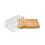Queijeira Rectangular em Bambu com Tampa 19,5 x 7,5 x 25 cm