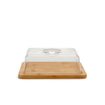 Queijeira Rectangular em Bambu com Tampa 19,5 x 7,5 x 25 cm