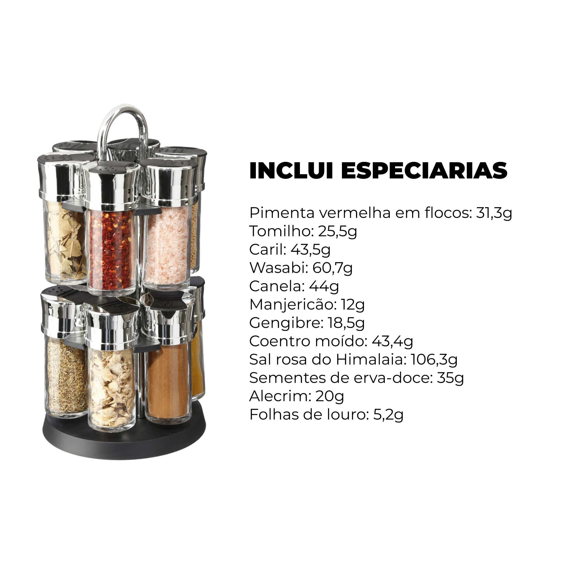 Suporte para Especiarias RIVA com 12 Frascos