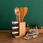 Quid Set 3 Utensílios Cozinha + 3 Frascos Especiarias com Suporte