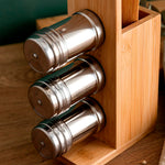 Quid Set 3 Utensílios Cozinha + 3 Frascos Especiarias com Suporte