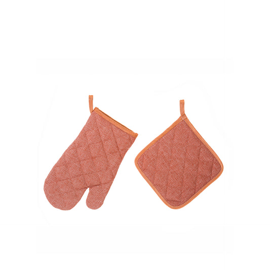 HKH Conjunto de Luva e Pega de Cozinha Terracota