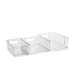 Conjunto 3 Cestos Organizadores para Frigorífico Transparente 21,5 x 10 x 37,5 cm
