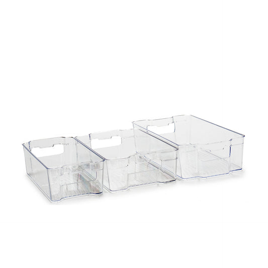 Conjunto 3 Cestos Organizadores para Frigorífico Transparente 21,5 x 10 x 37,5 cm