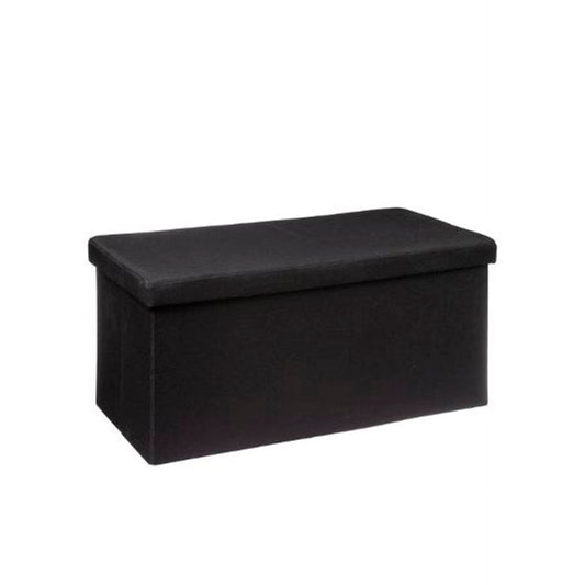 Puff Duplo com Arrumação Preto 76 x 37,5 x 37,5 cm