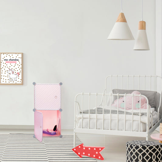 Cubos de Arrumação Modulares Branco/Rosa 2 un