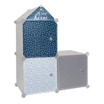 Cubos de Arrumação Modulares Cinza/Azul Marinho 3 un