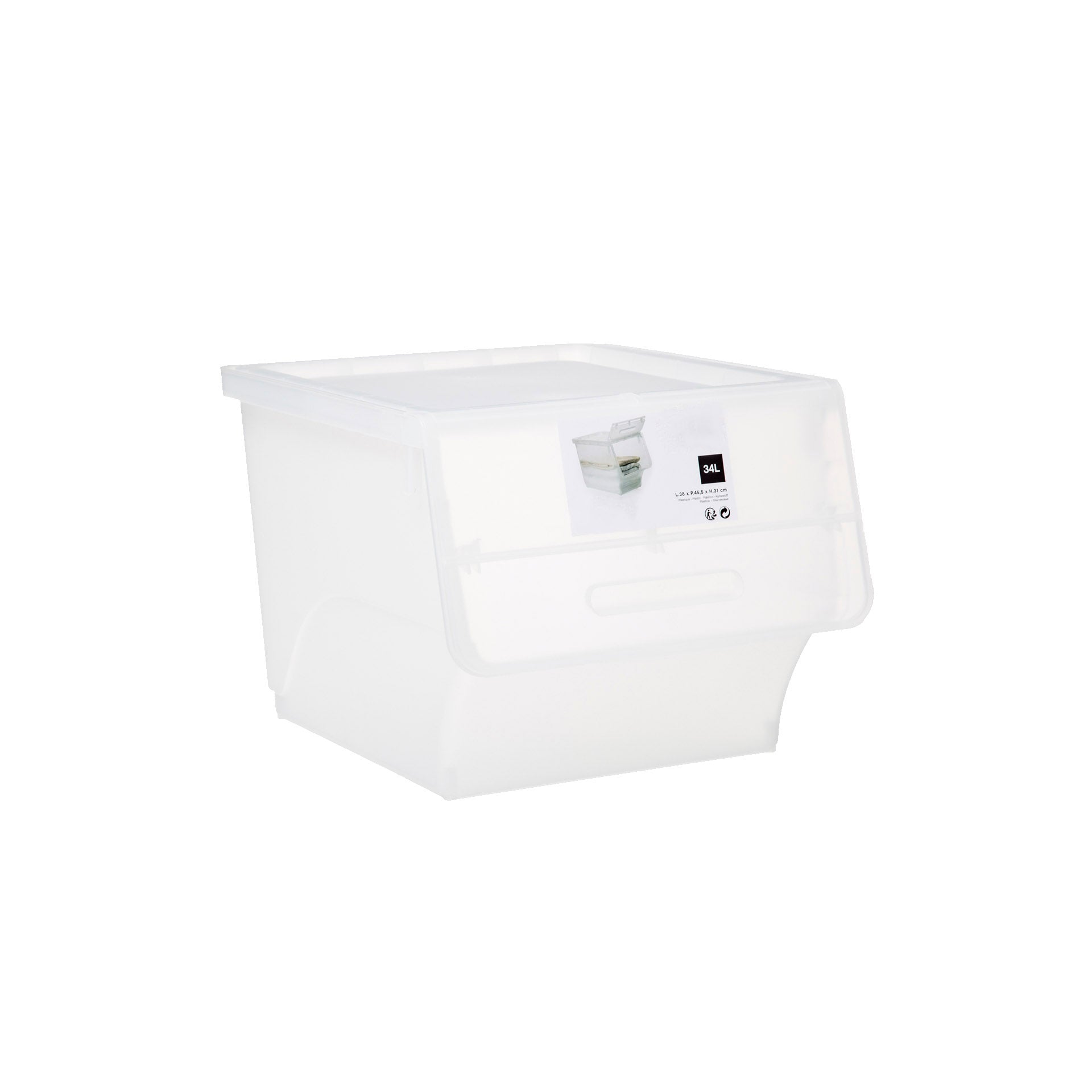 Caja de Almacenamiento Transparente Abertura Frontal 34 L