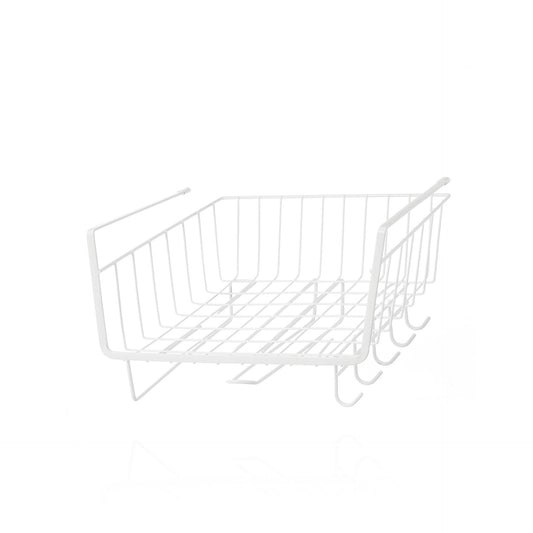 Cesto Cozinha para Prateleira Metal Branco
