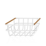 Cesta Metálica Blanca Mango Madera