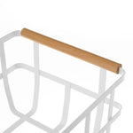 Cesta Metálica Blanca Mango Madera