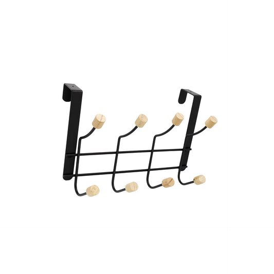 HKH Cabide de Porta Preto 8 Ganchos