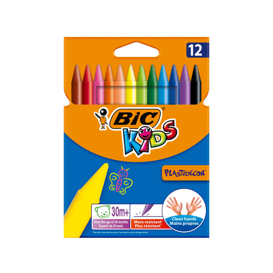 Bic Lápis Cera Kids Plastidecor Cores Pastel e Metálicas 12 un