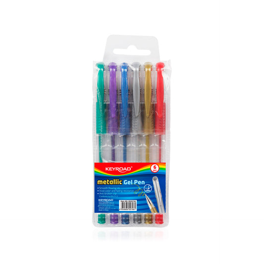 Keyroad Bolsa Plástica 6 Canetas Gel 0,8 mm Cores Metálicas