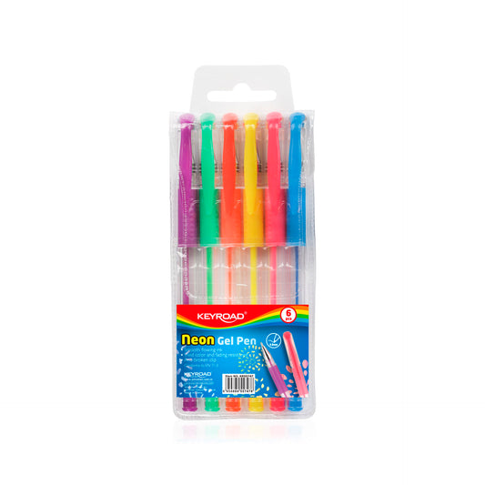 Keyroad Bolsa Plástica 6 Canetas Gel 0,8 mm Cores Neon