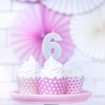 Vela Aniversário nº 6 Prateada 7 cm