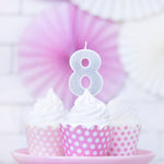 Vela Aniversário nº 8 Prateada 7 cm