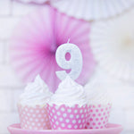 Vela Aniversário nº 9 Prateada 7 cm