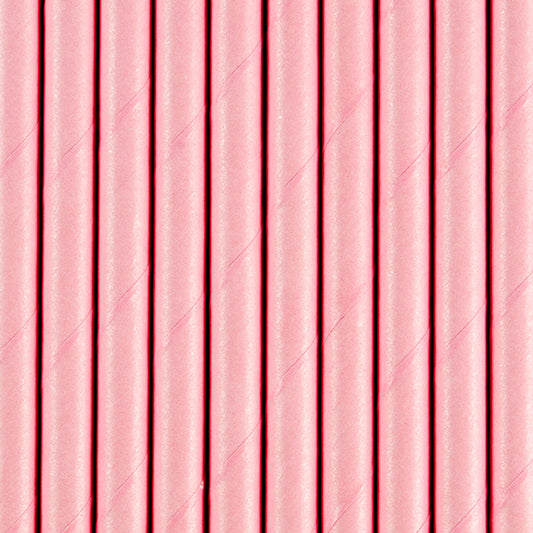 Pack 10 Palhas Rosa Papel 19,5 cm