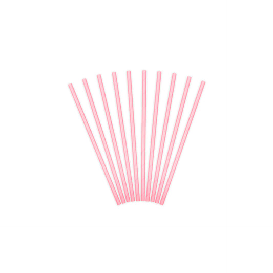 Pack 10 Palhas Rosa Papel 19,5 cm